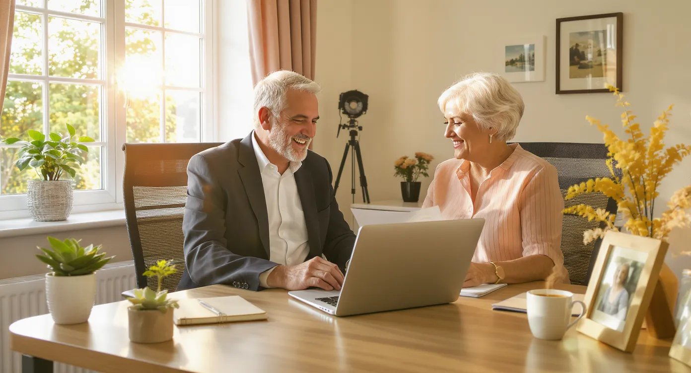 Senior man using a computer at home